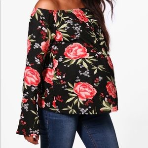 Off The Shoulder Floral Print Top